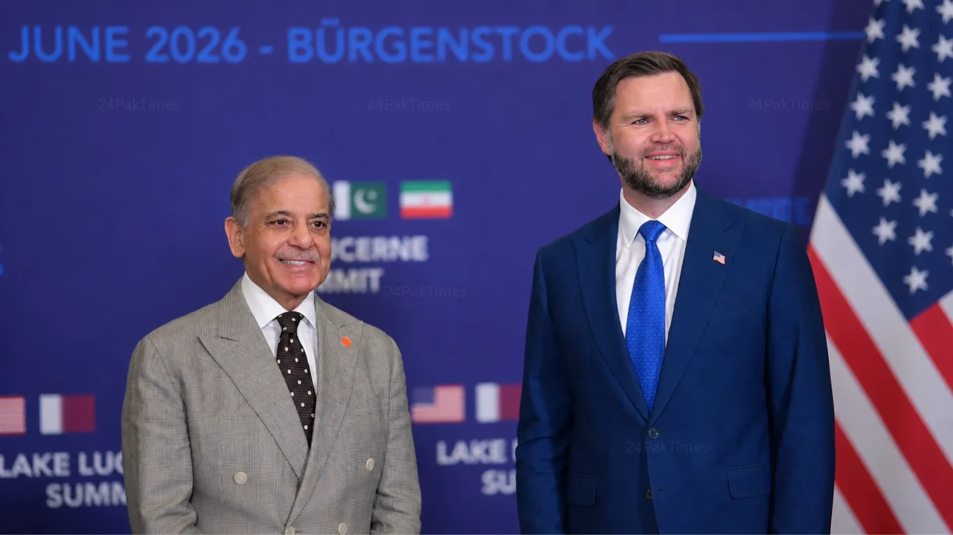 PM Shehbaz Sharif and Field Marshal Asim Munir meeting US Vice President JD Vance at Bürgenstock Switzerland June 21 2026