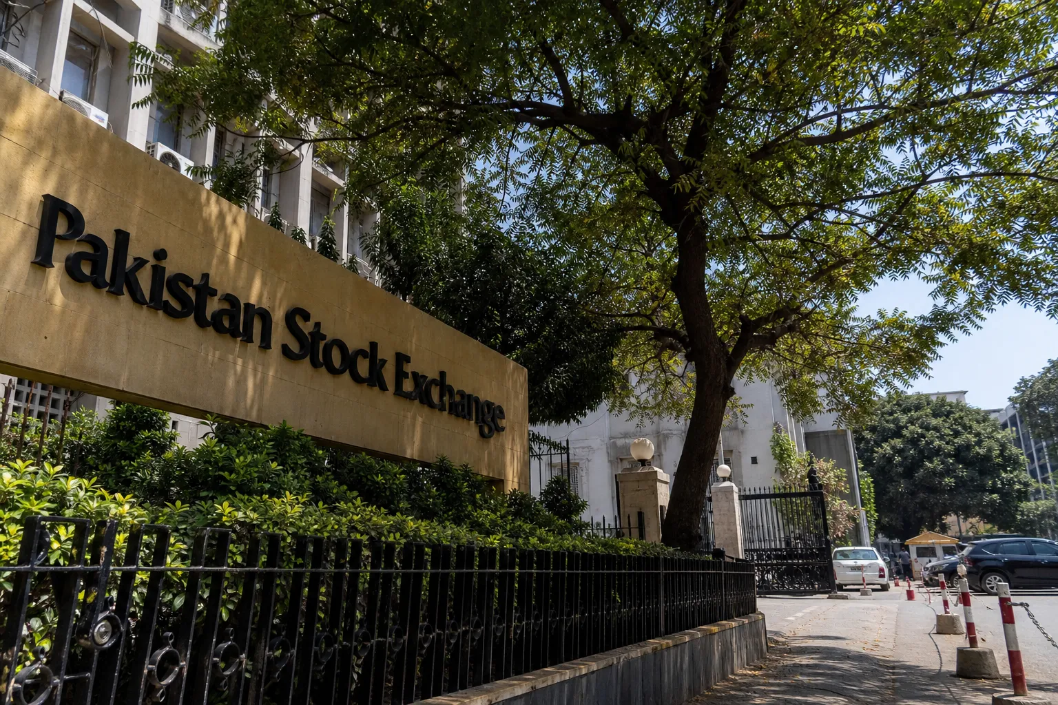 Pakistan Stock Exchange PSX today building in Karachi with KSE-100 index display showing 180511 points on June 18
